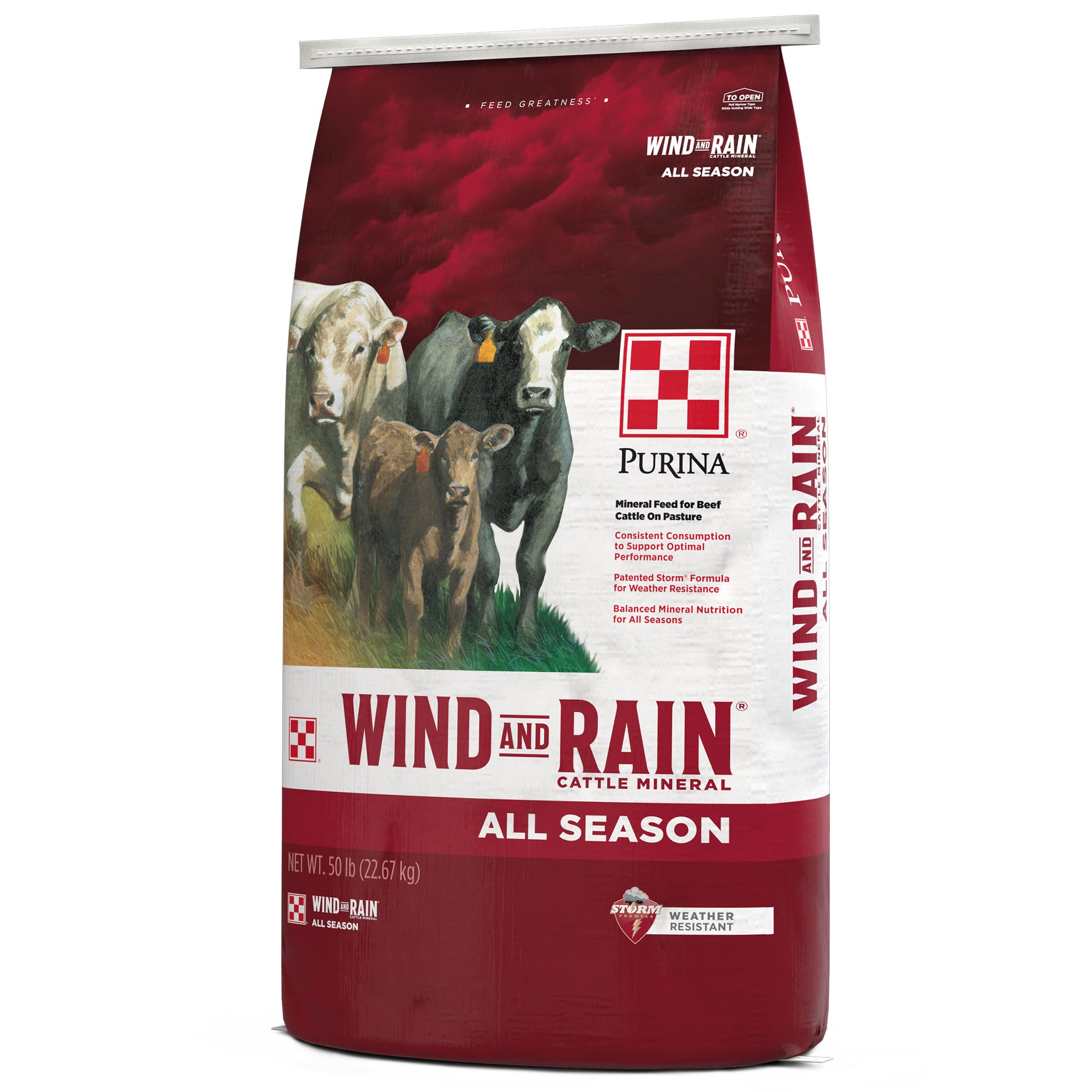 Right Angle of Purina Wind and Rain All Season 50 Pound Bag