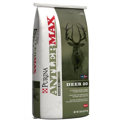 Left angle of Purina AntlerMax Deer 20 Climate Guard 50 Pound Bag